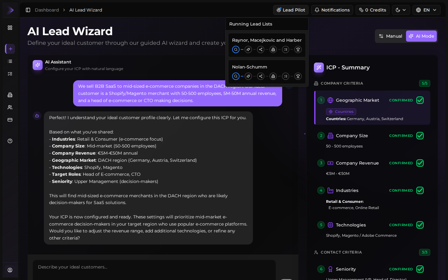 Watch the selections panel build itself