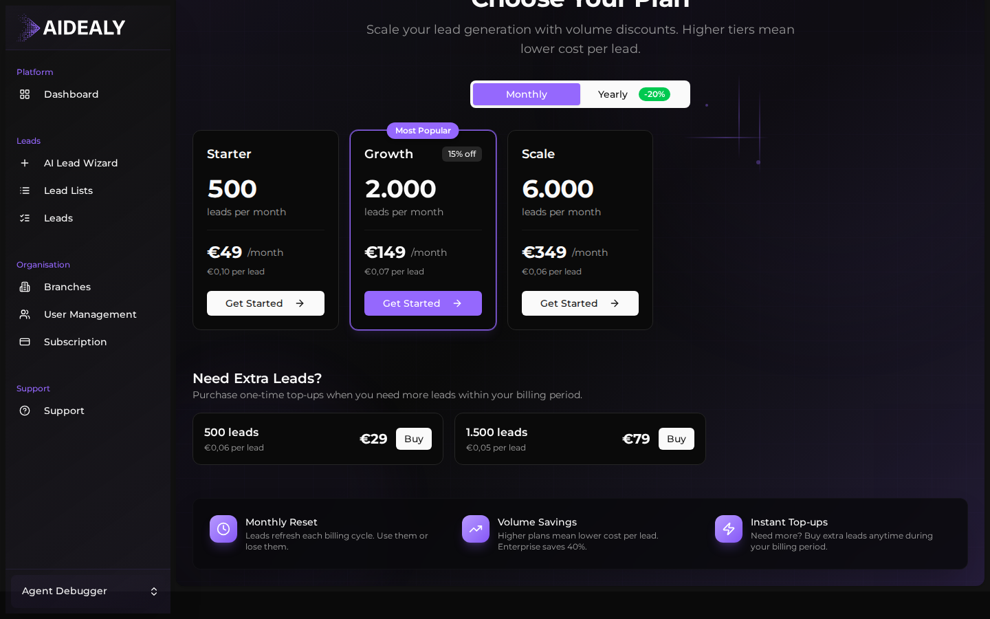 Choose a topup package