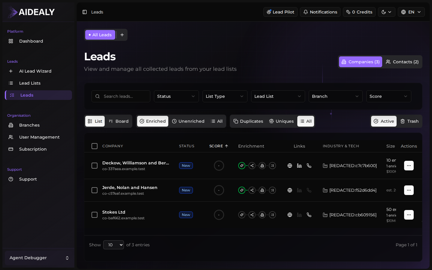 Click a column header