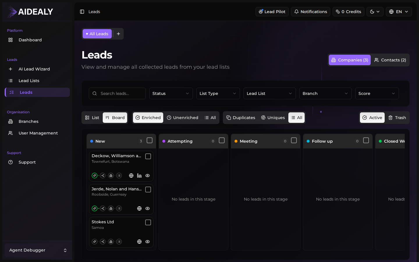 Drag a card to update status